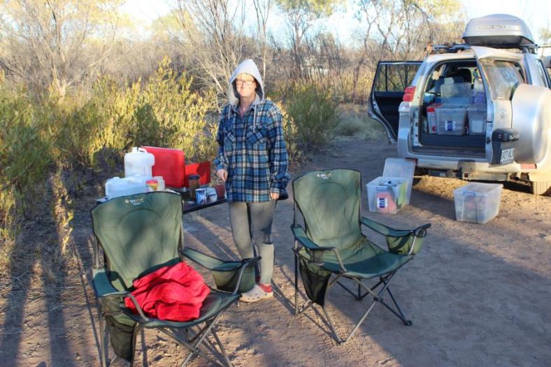 Morgens an dem Straßencamp auf dem Weg nach Normanton, nachts ca. 8 Grad