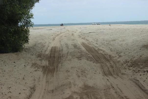 Da hinten geht die Fähre nach Fraser Island ab