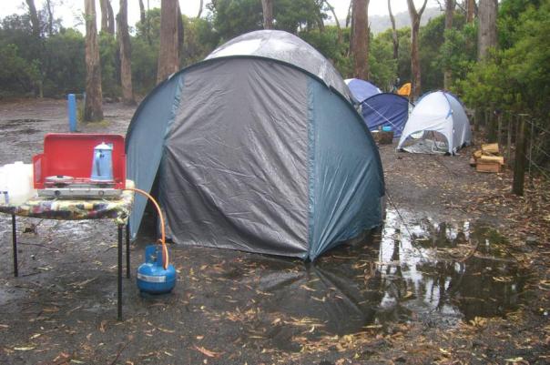 .... und das Zelt hat dicht gehalten Fortescue Bay, Tasman Nationalpark