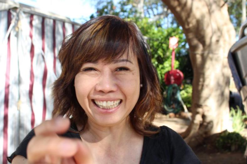 Kim aus Vietnam lebt mit ihrem australischen Freund auf dem Campingplatz, Karratha