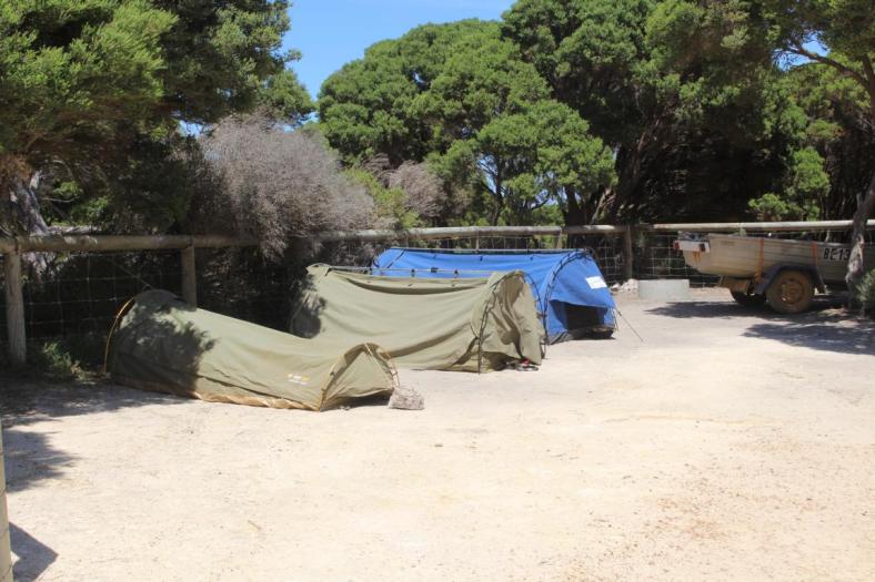 Der Swag, eine beliebte Schlafmöglichkeit der Australier, Mason Bay